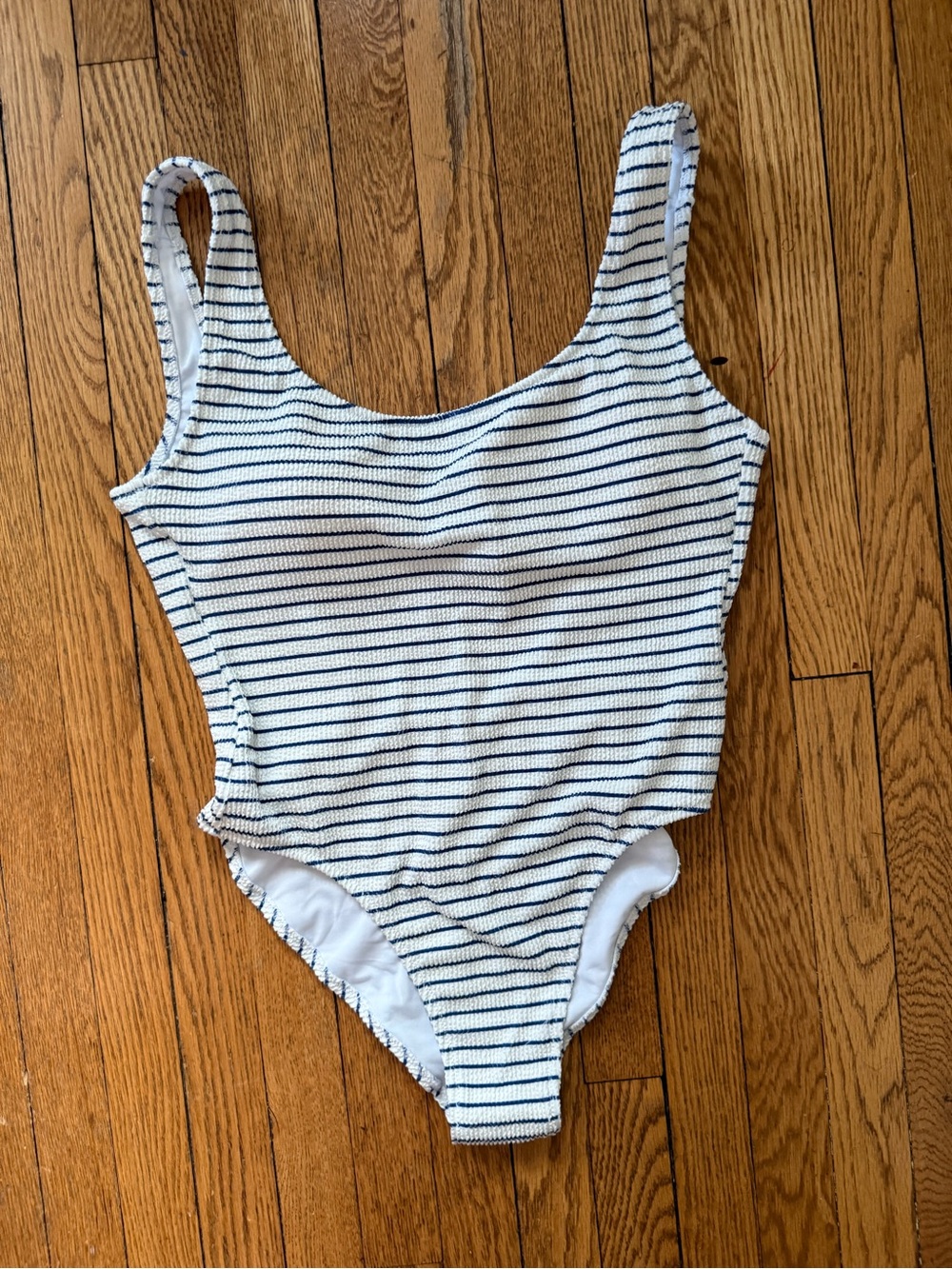 J Crew White and Navy Striped One-Piece Swimsuit - Size 12 - NWT